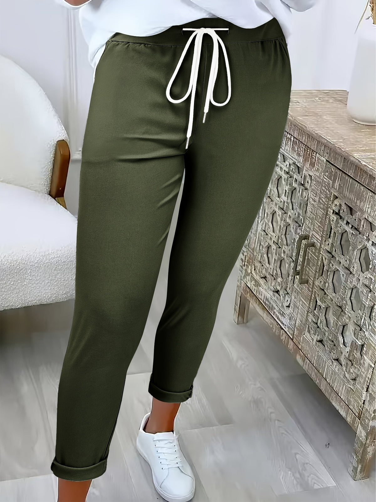 SLIM FIT DRAWSTRING PANTS FOR WOMEN