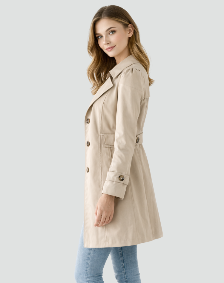 FITTED LAPEL TRENCH COAT FOR WOMEN