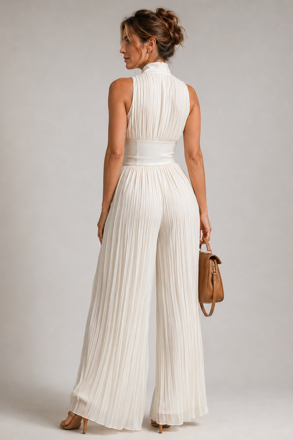 HALTER PLEATED JUMPSUIT FOR WOMEN