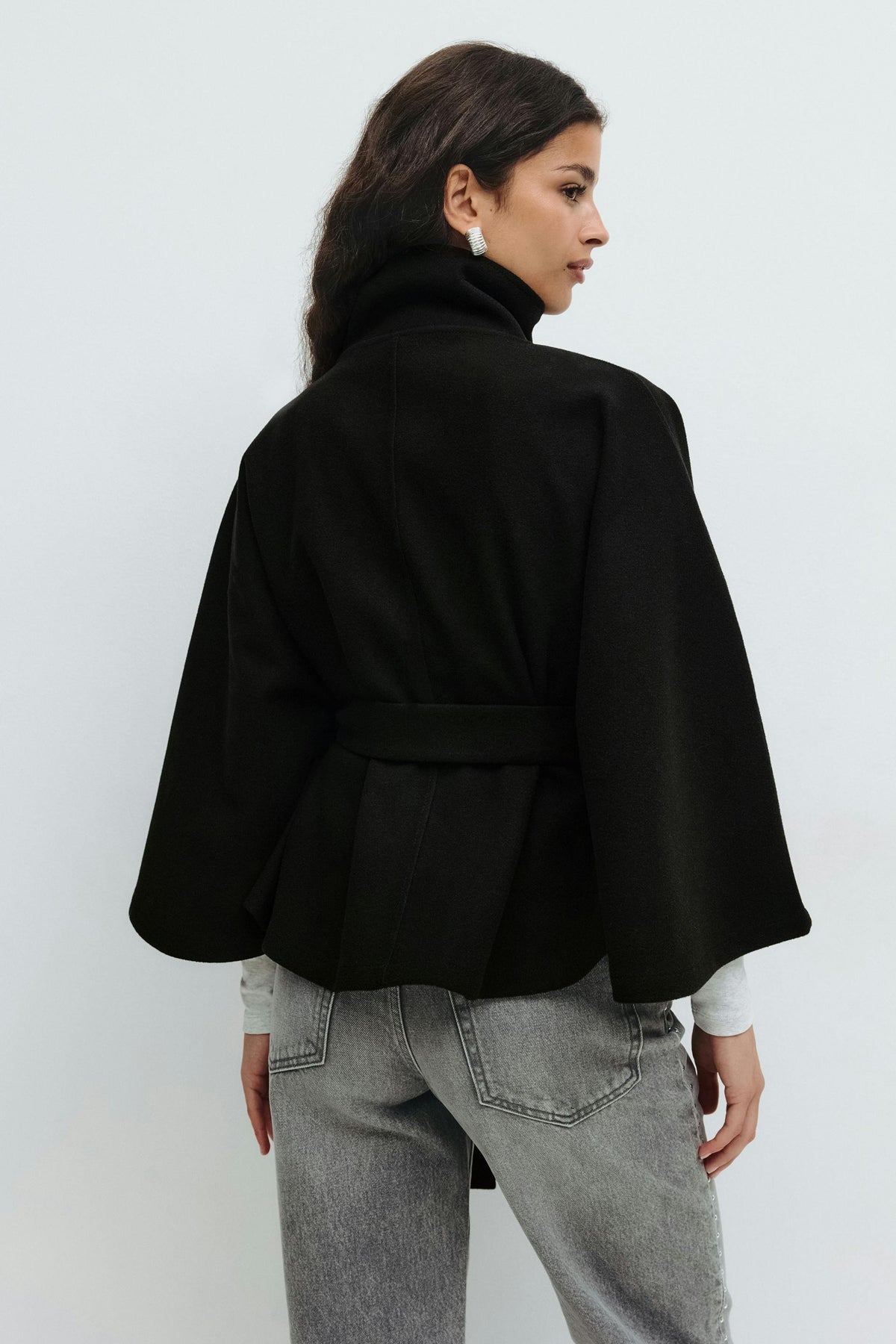 BELTED CAPE COAT FOR WOMEN