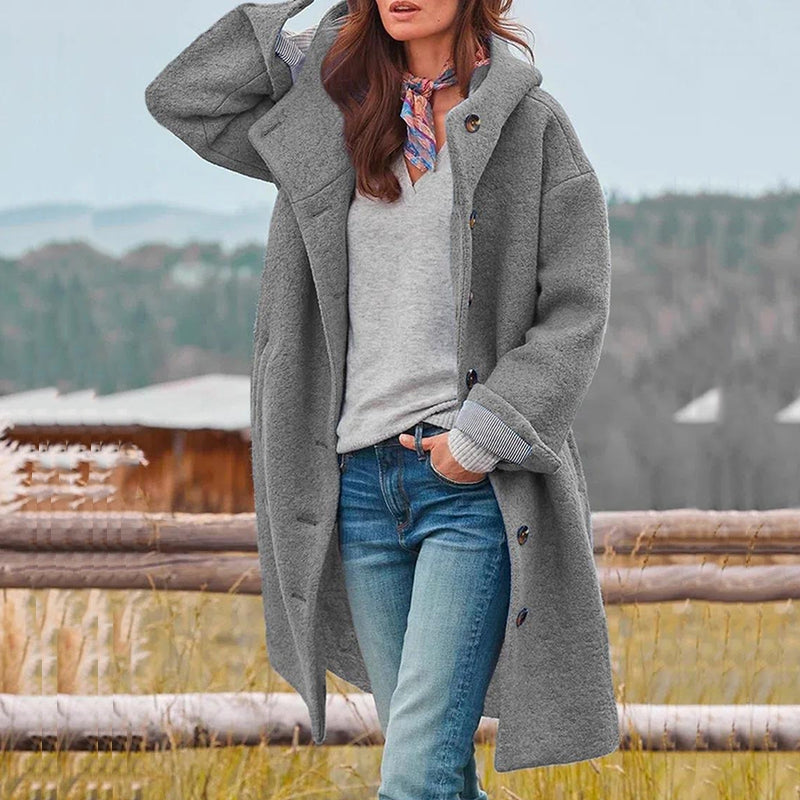 RELAXED HOODED COAT FOR WOMEN