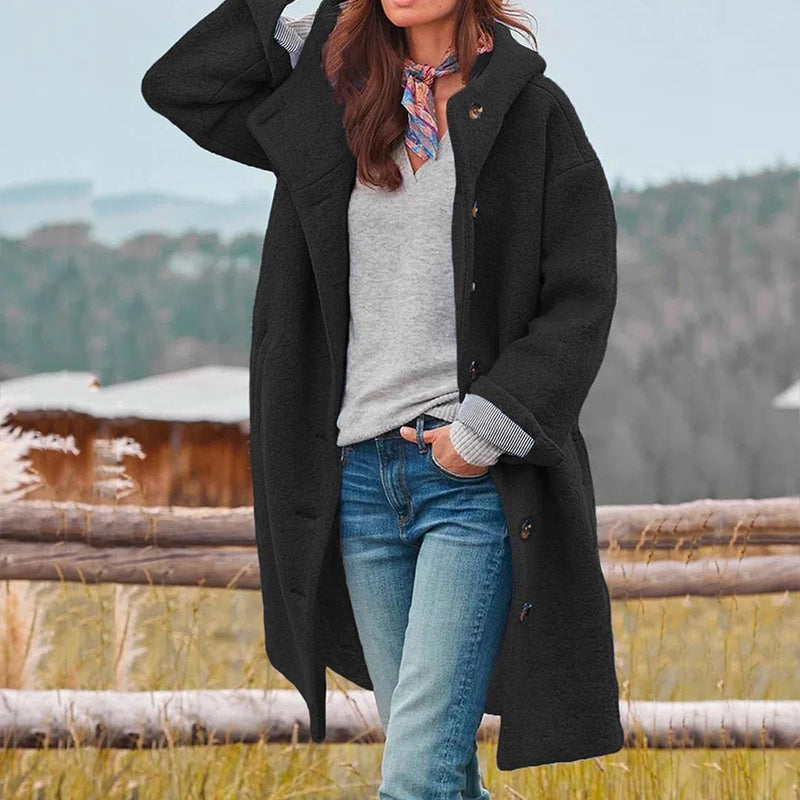 RELAXED HOODED COAT FOR WOMEN