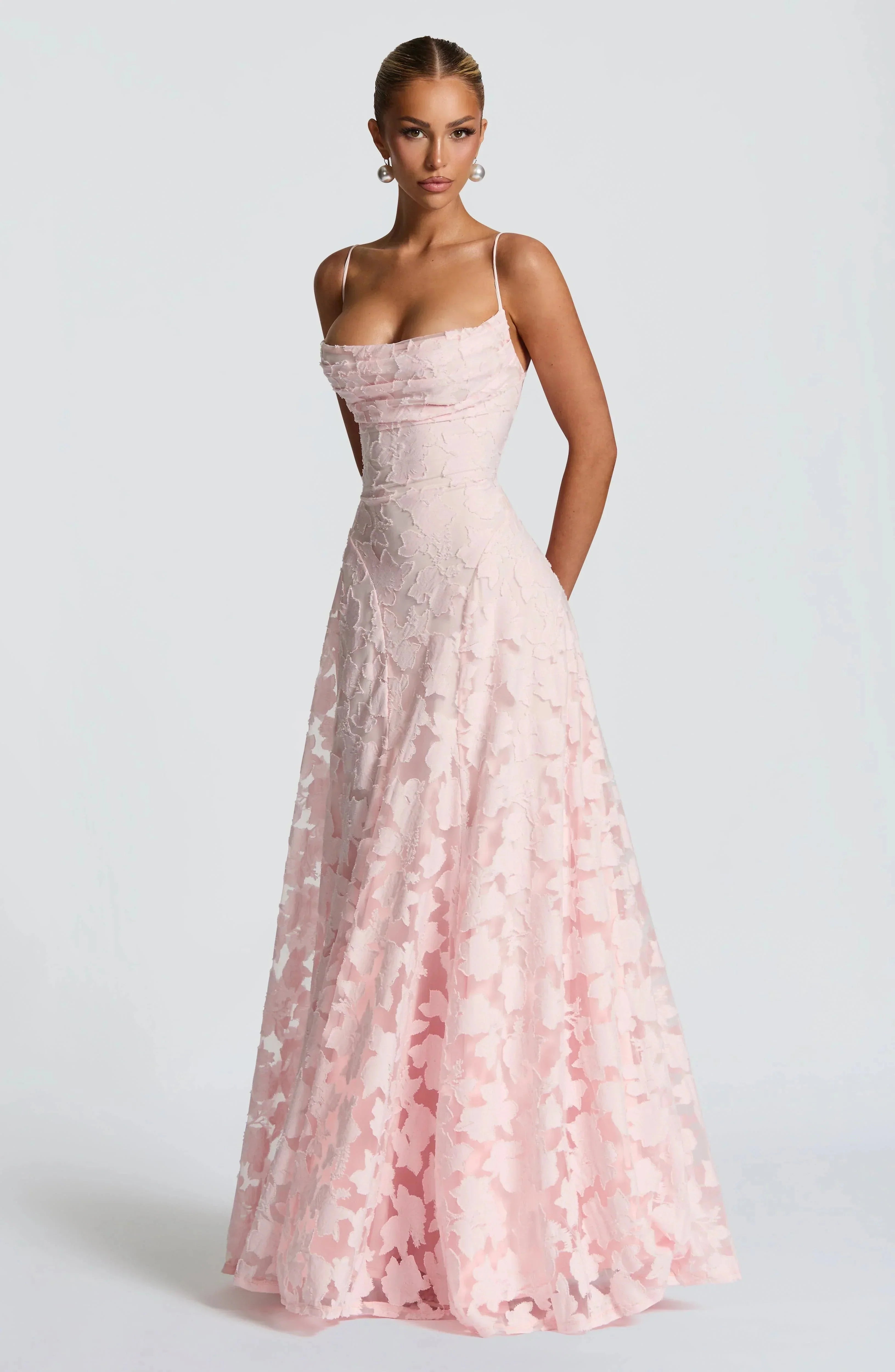 FLORAL COWL MAXI DRESS FOR WOMEN