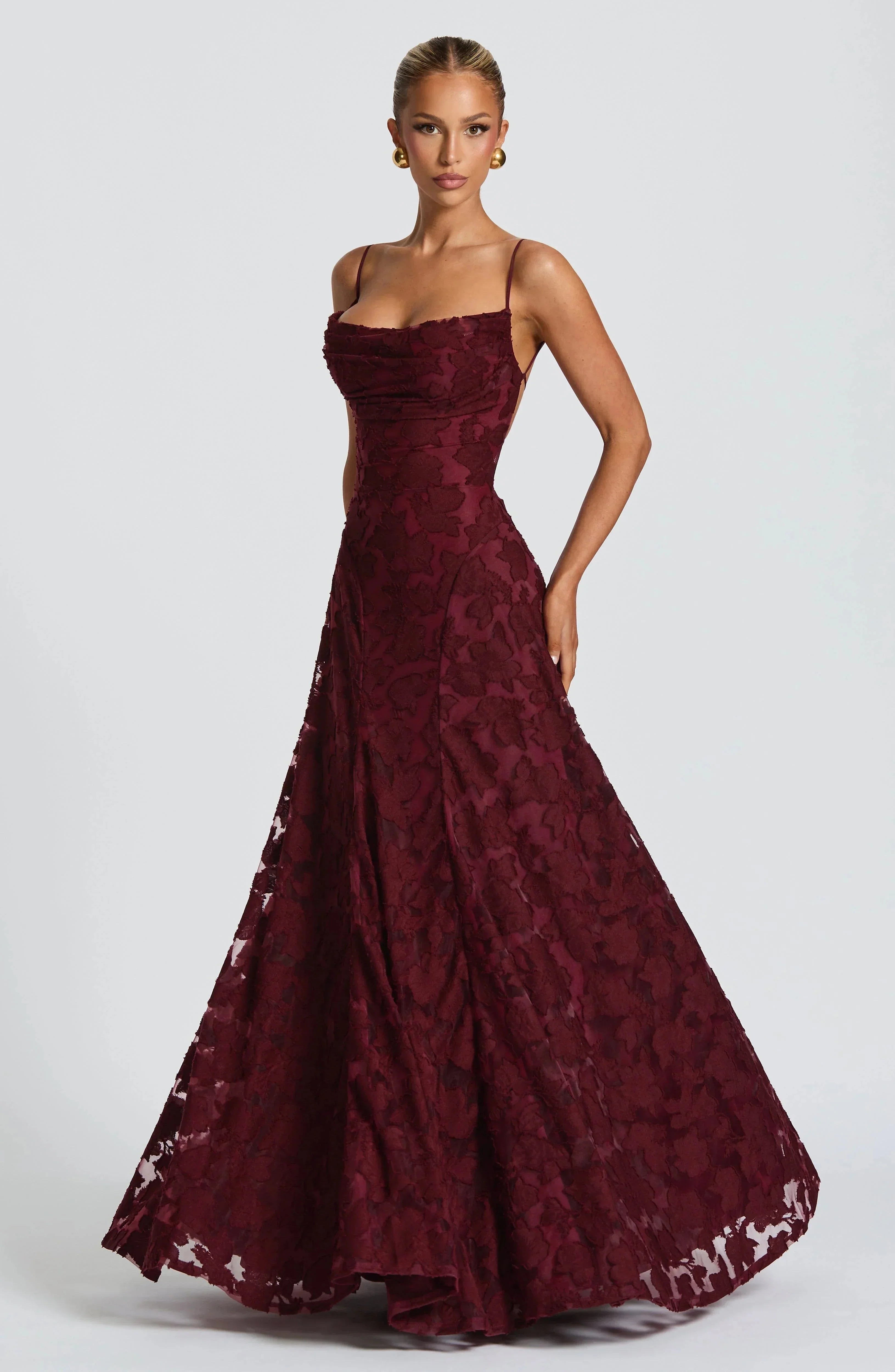 FLORAL COWL MAXI DRESS FOR WOMEN
