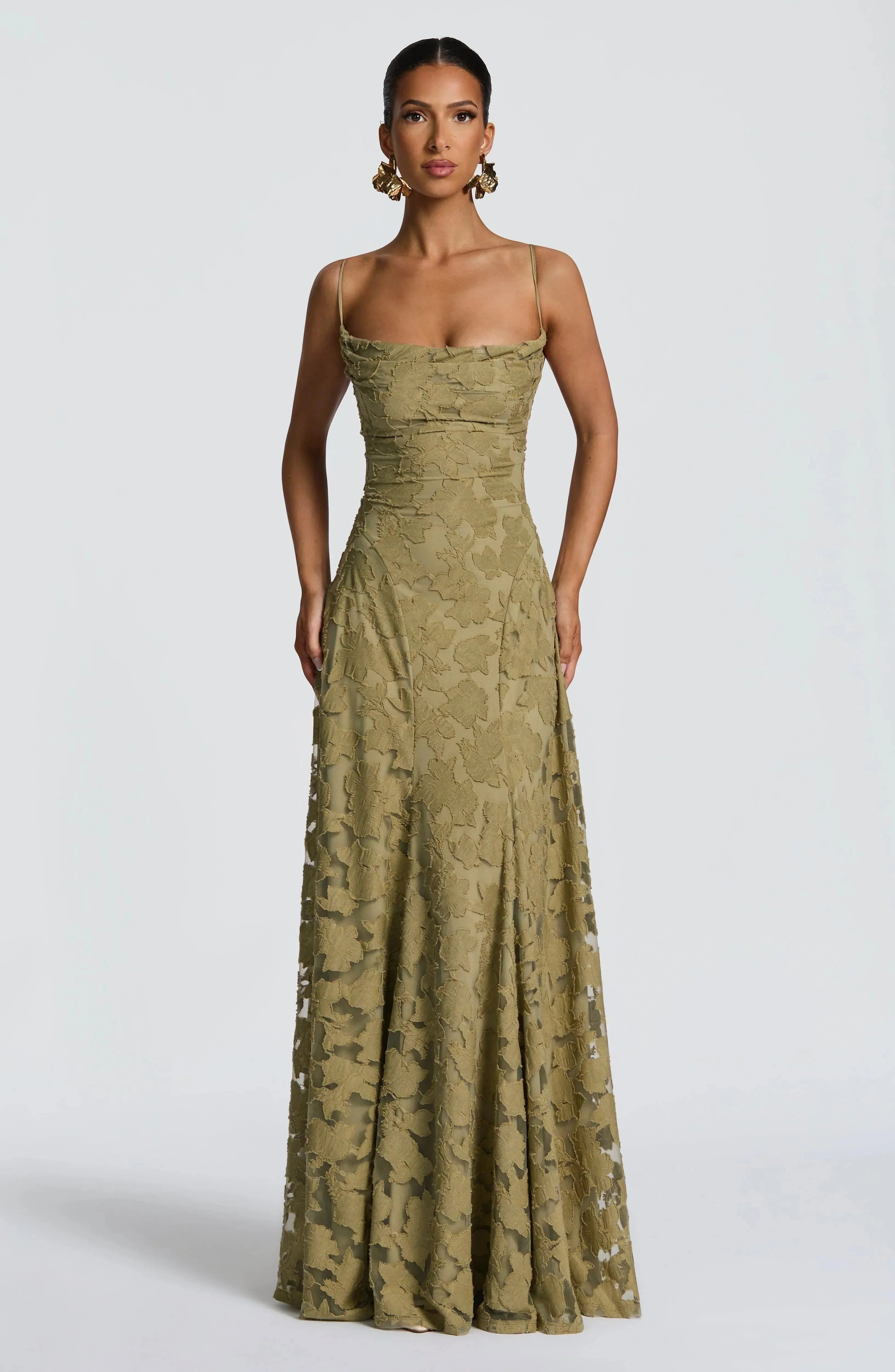 FLORAL COWL MAXI DRESS FOR WOMEN