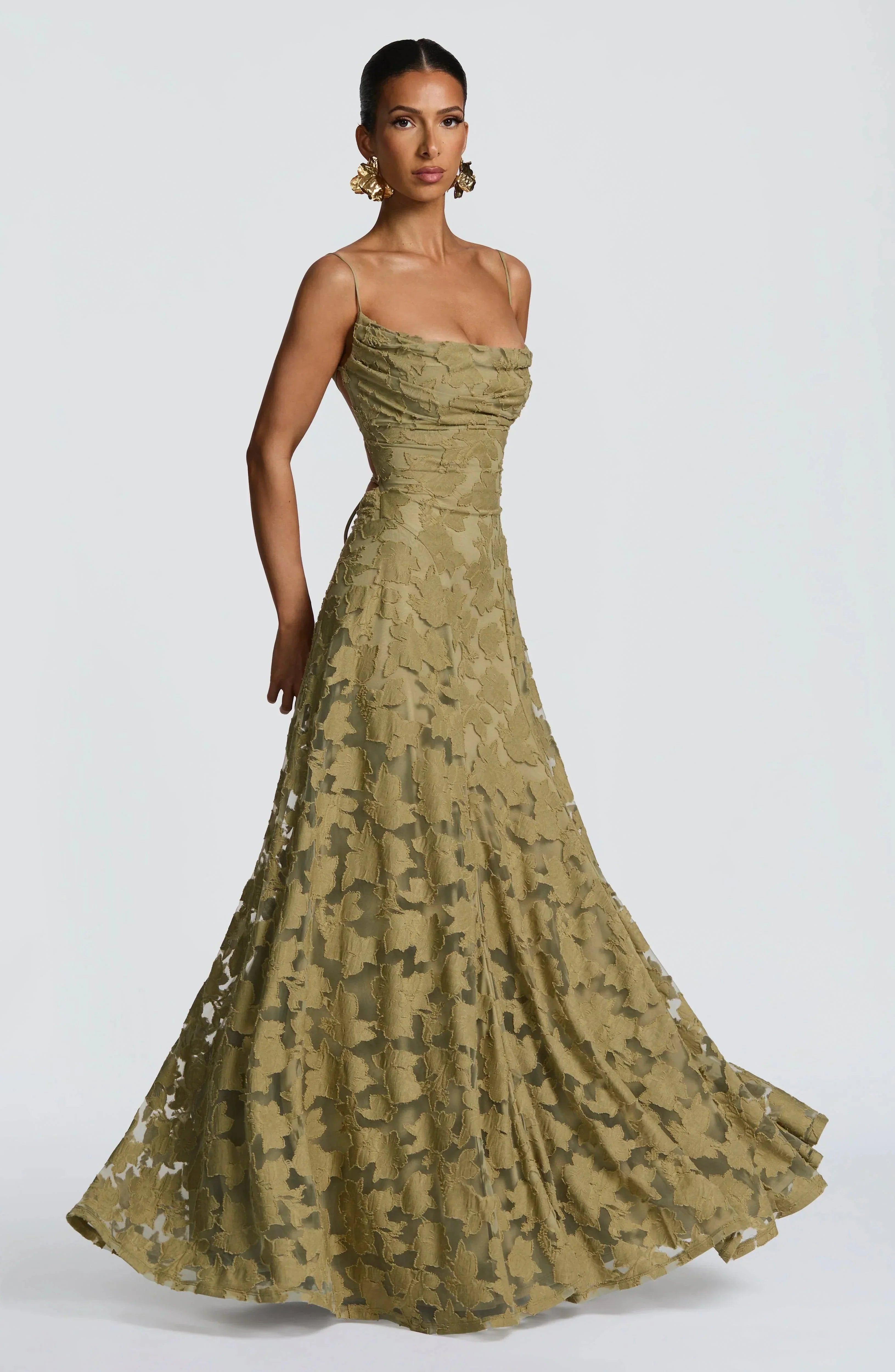 FLORAL COWL MAXI DRESS FOR WOMEN