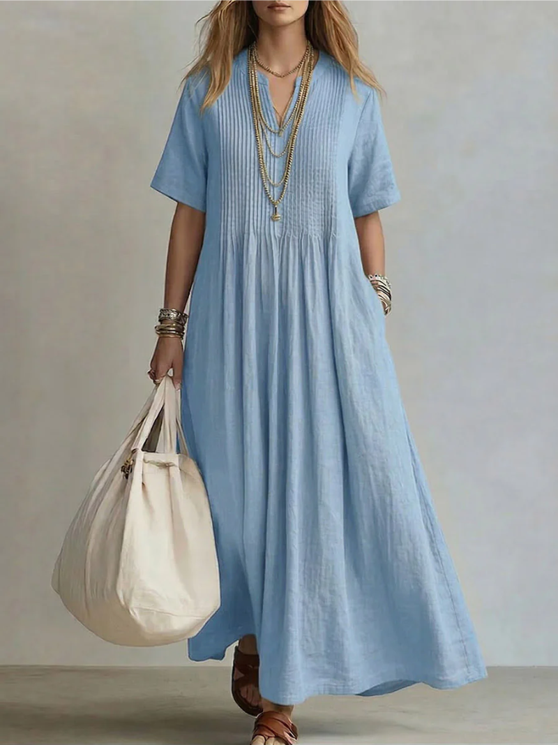 PLEATED MAXI DRESS FOR WOMEN