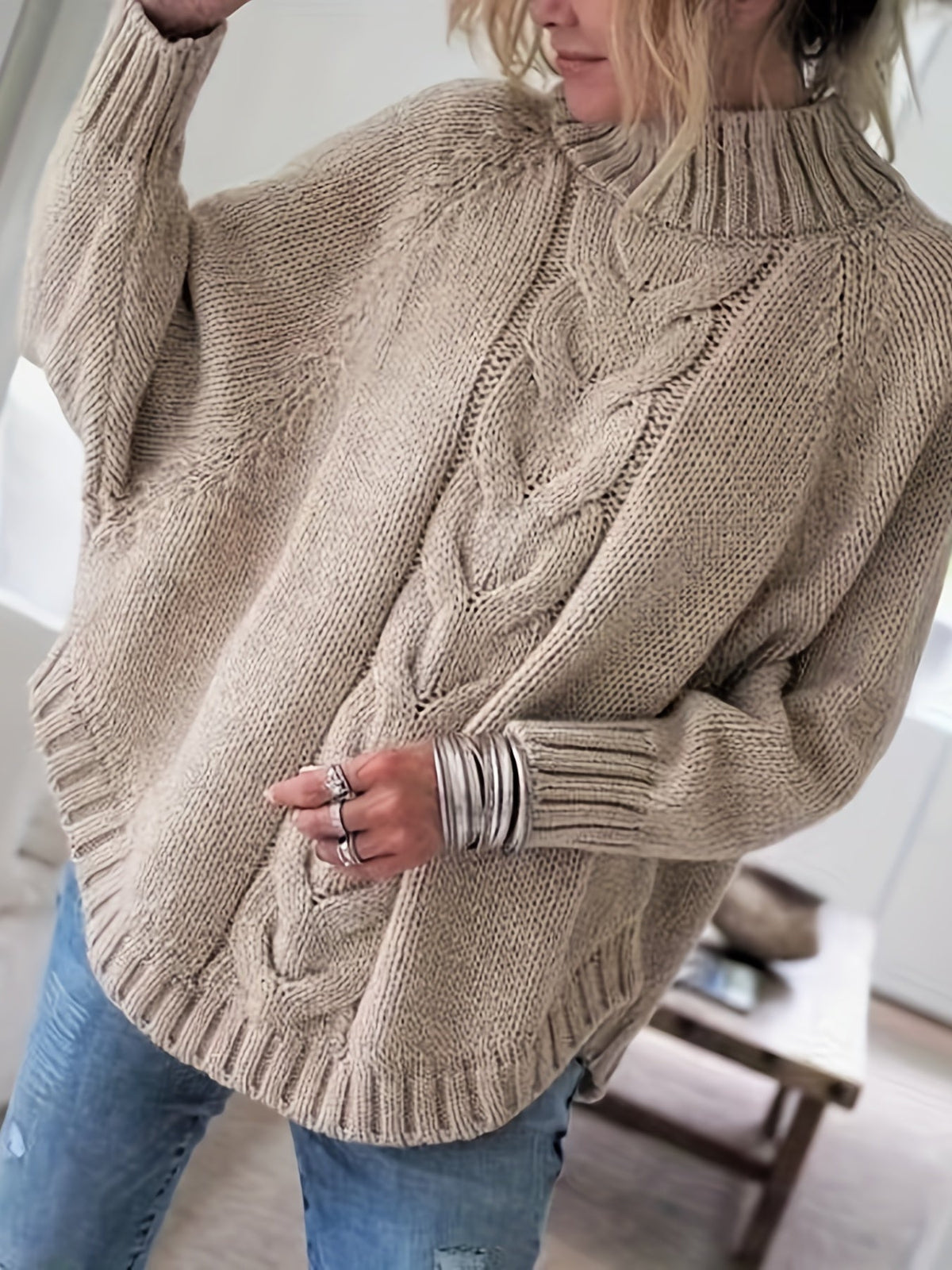 RELAXED RIBBED FLARED SWEATER FOR WOMEN