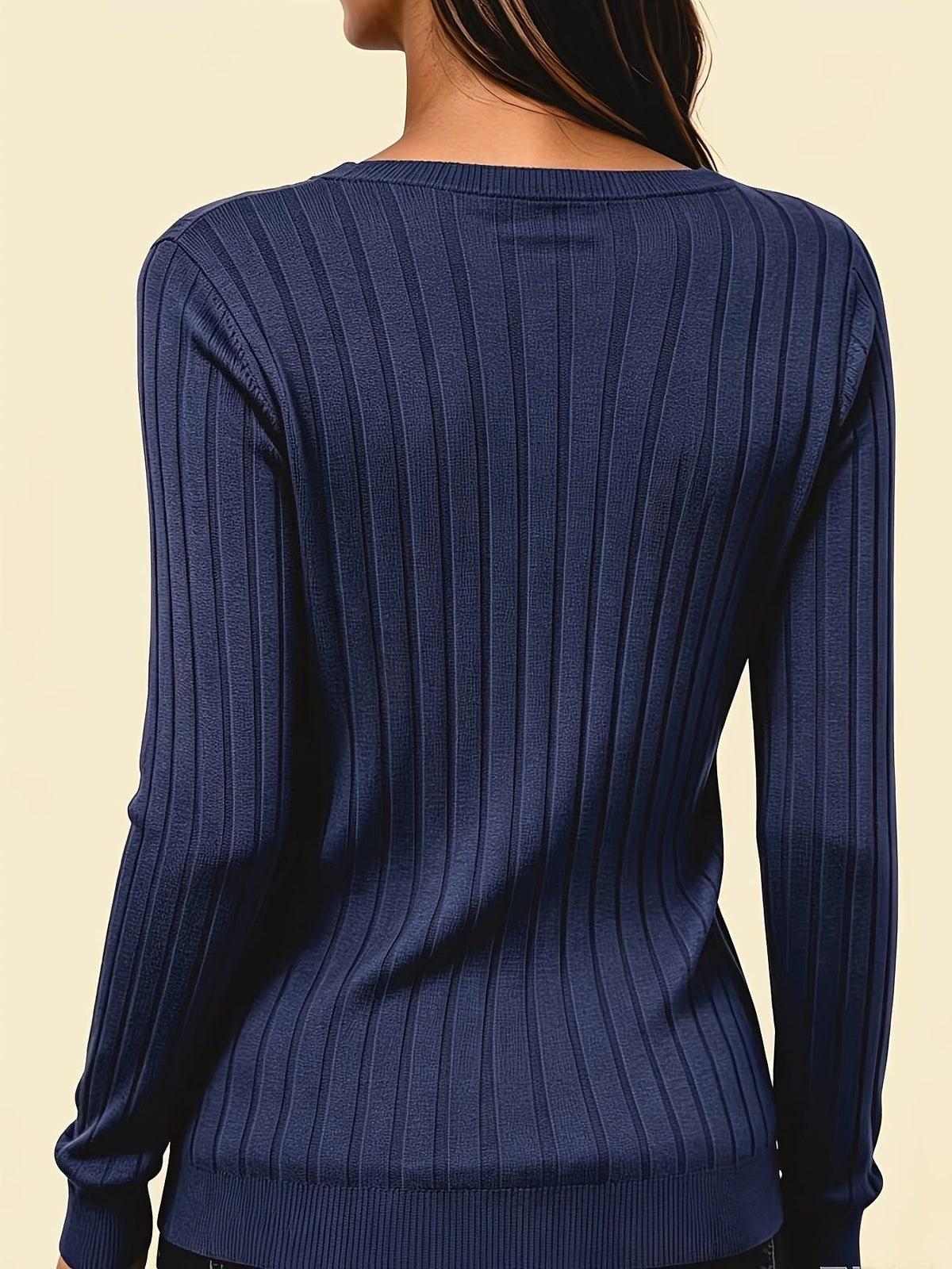 RIBBED V-NECK SWEATER FOR WOMEN
