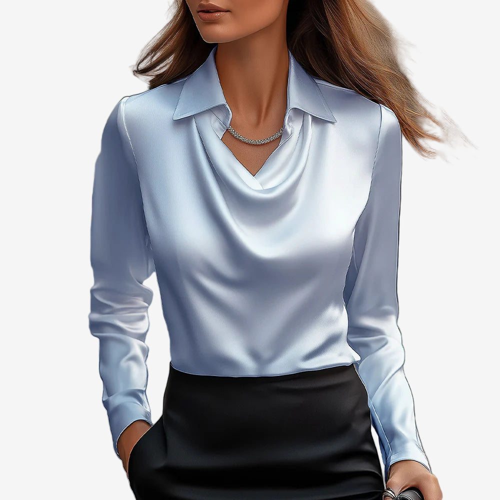 DRAPED COWL NECK BLOUSE FOR WOMEN