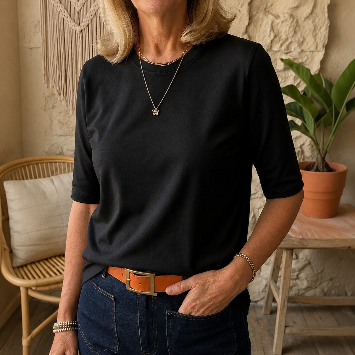 RELAXED MID-SLEEVE T-SHIRT FOR WOMEN