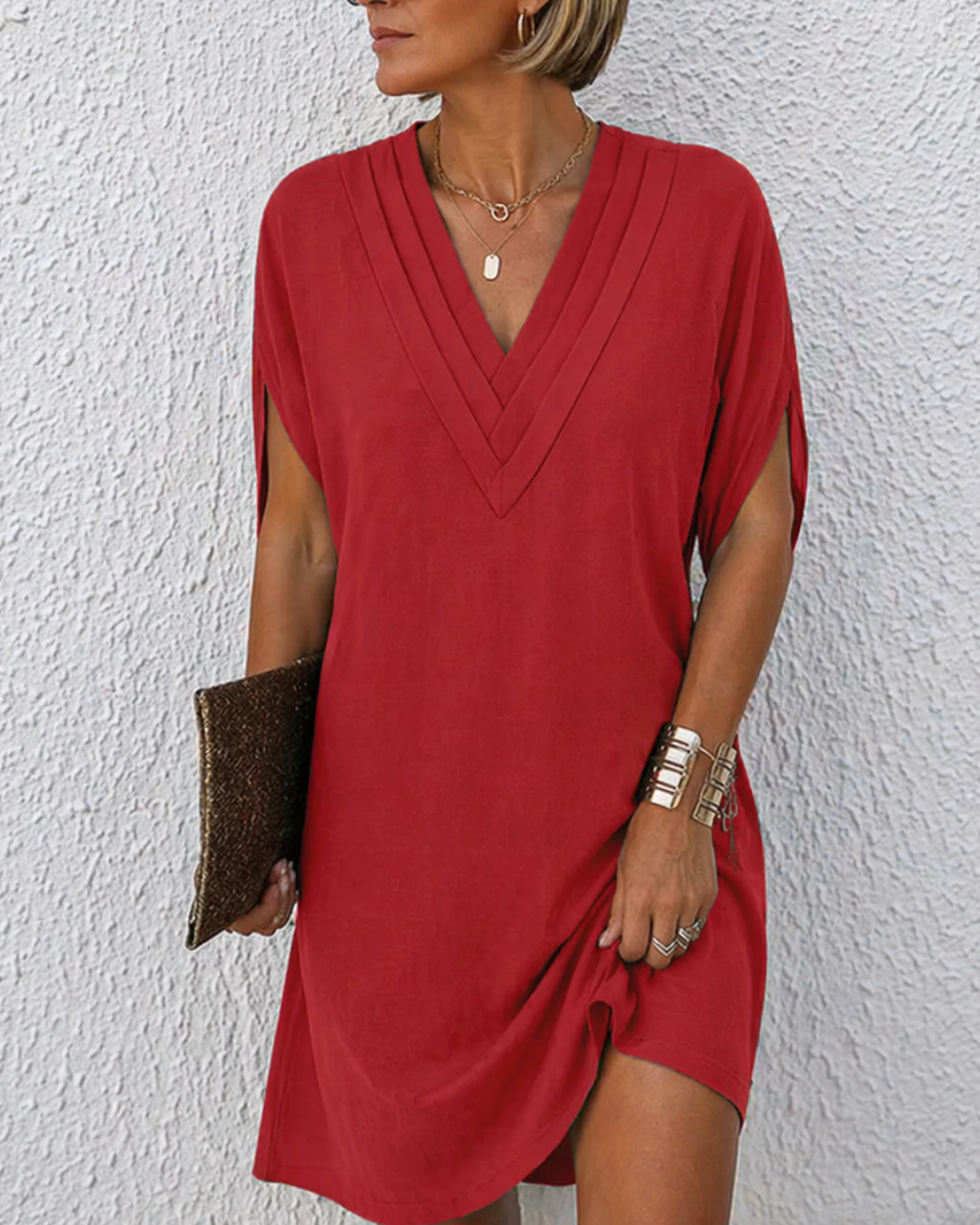 CHIC WRAP MIDI DRESS FOR WOMEN