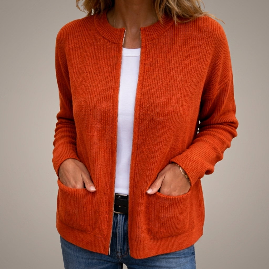 RELAXED ZIP CARDIGAN FOR WOMEN