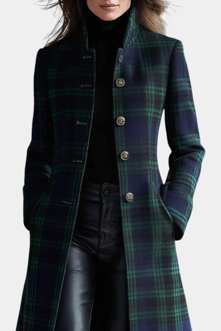 STRUCTURED CHECK COAT FOR WOMEN
