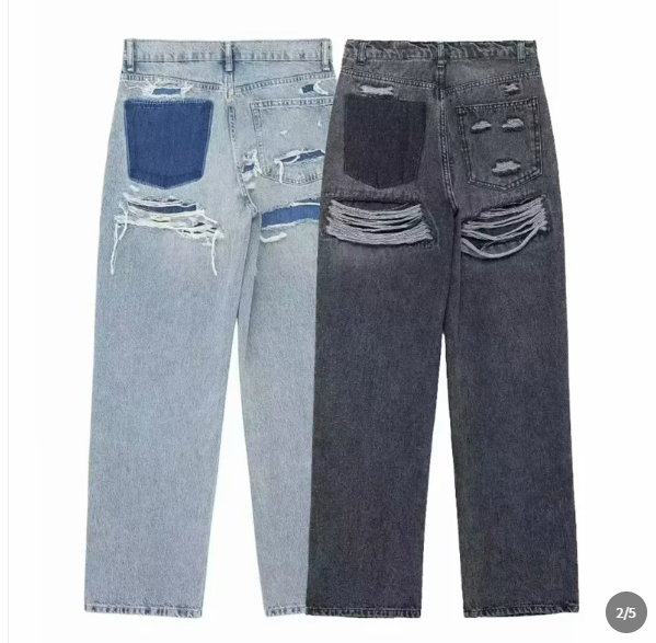 DISTRESSED STRAIGHT-LEG JEANS FOR WOMEN