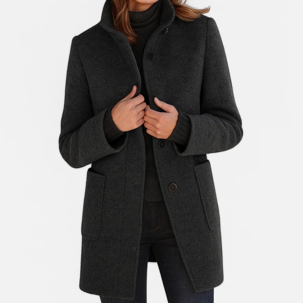 FITTED BUTTON COAT FOR WOMEN