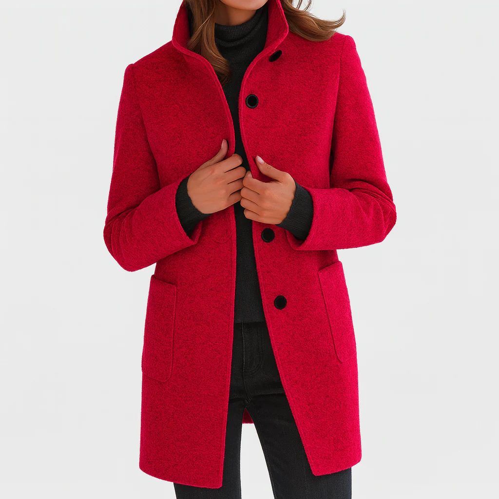 FITTED BUTTON COAT FOR WOMEN