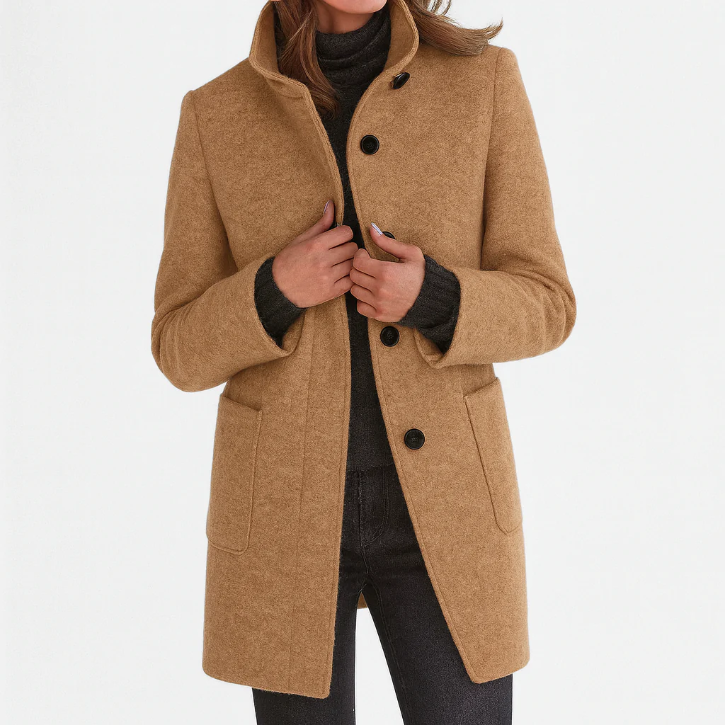 FITTED BUTTON COAT FOR WOMEN