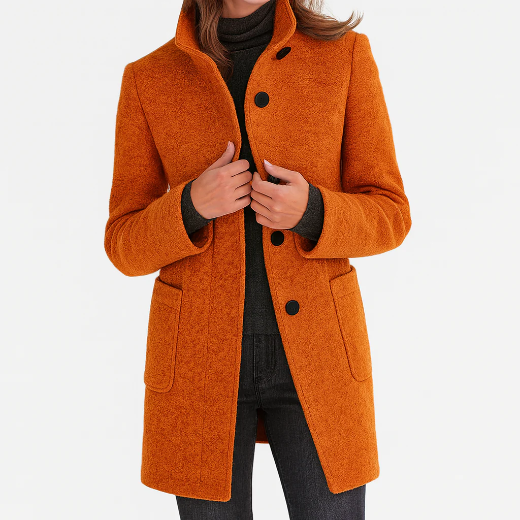 FITTED BUTTON COAT FOR WOMEN