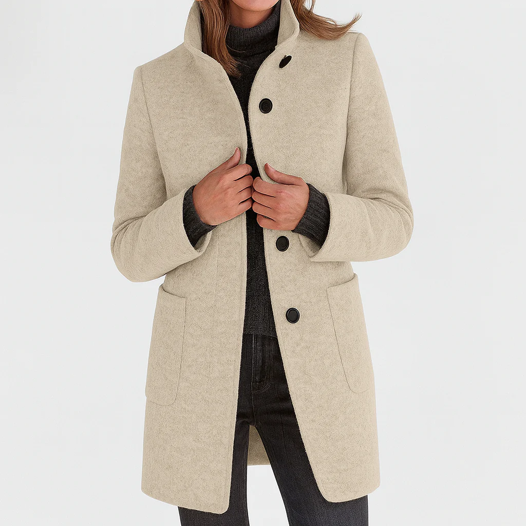 FITTED BUTTON COAT FOR WOMEN