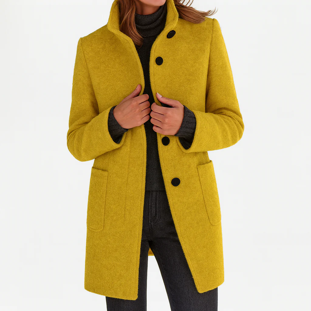 FITTED BUTTON COAT FOR WOMEN