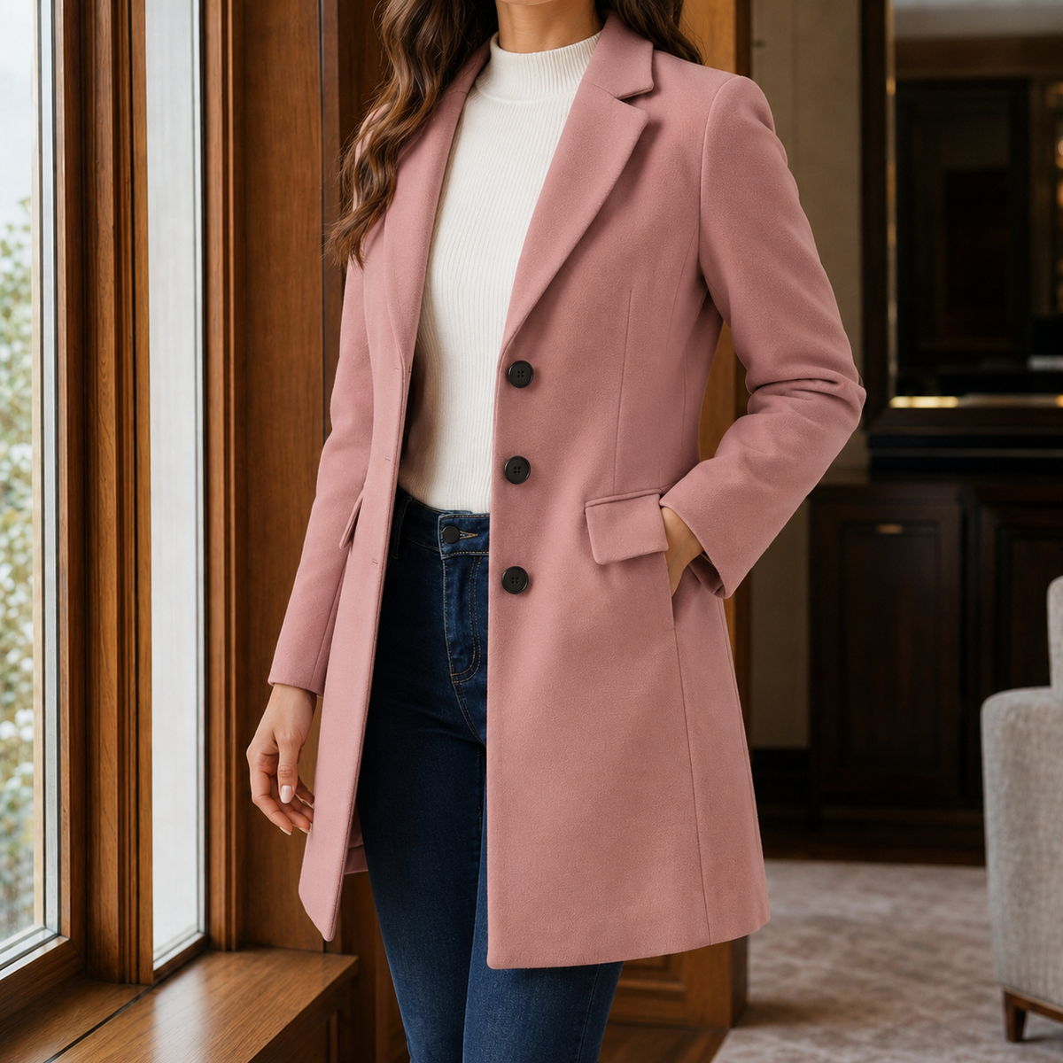 FITTED FLARED COAT FOR WOMEN