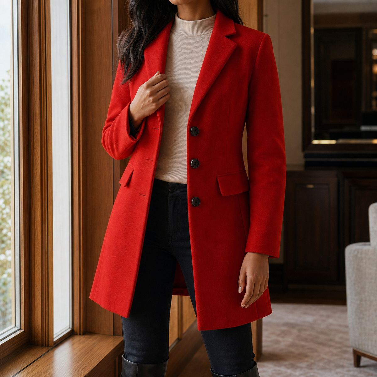 FITTED FLARED COAT FOR WOMEN
