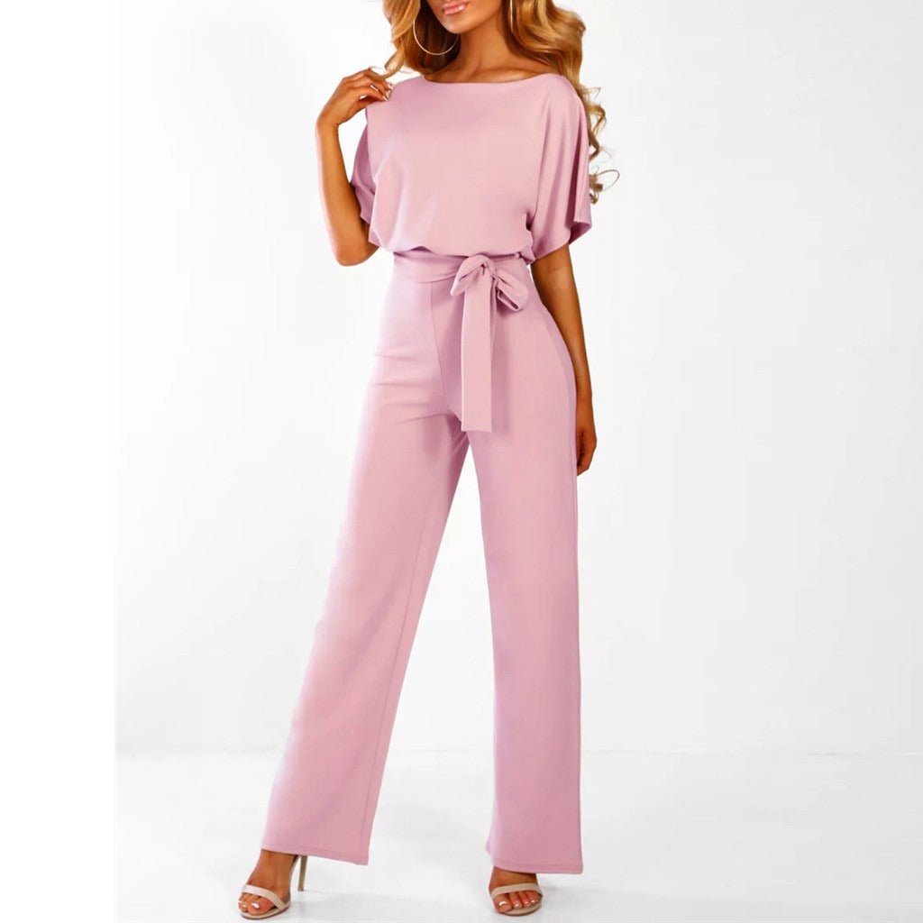 TIE-WAIST WIDE-LEG JUMPSUIT FOR WOMEN