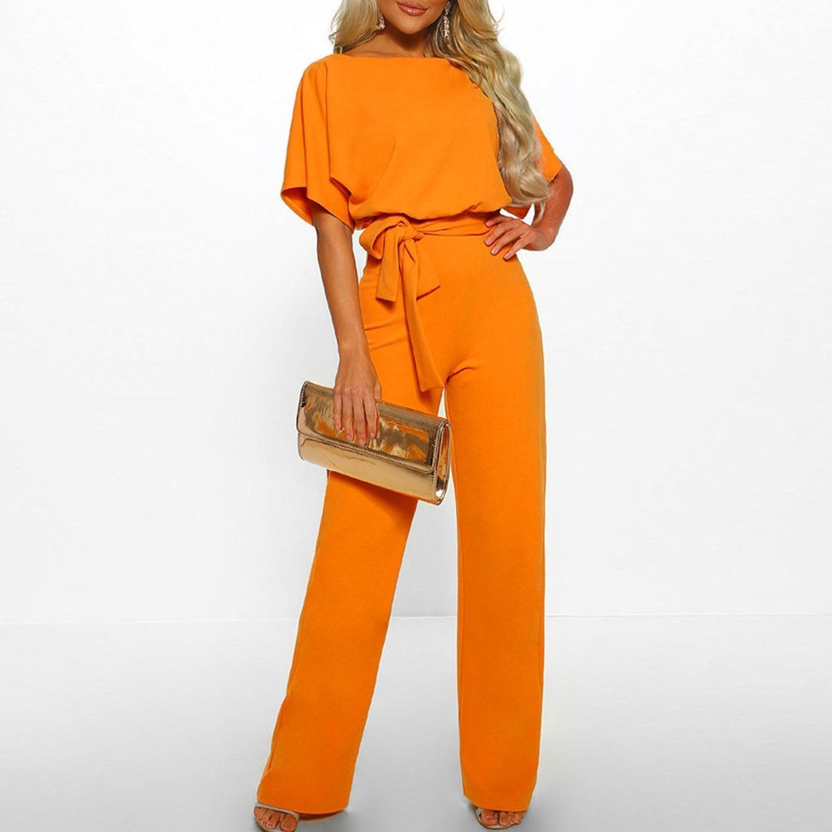 TIE-WAIST WIDE-LEG JUMPSUIT FOR WOMEN