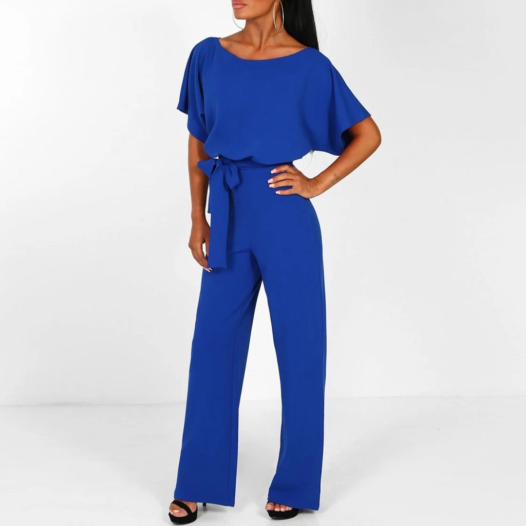 TIE-WAIST WIDE-LEG JUMPSUIT FOR WOMEN