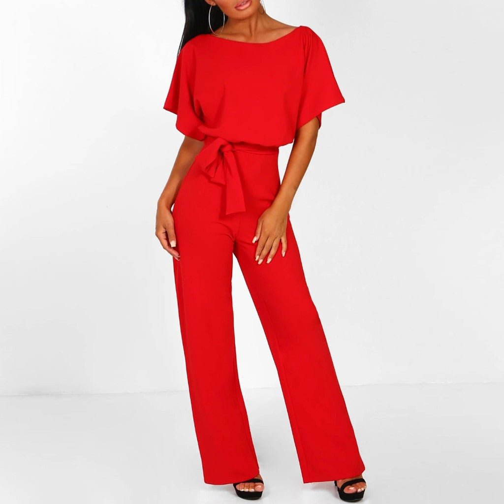 TIE-WAIST WIDE-LEG JUMPSUIT FOR WOMEN