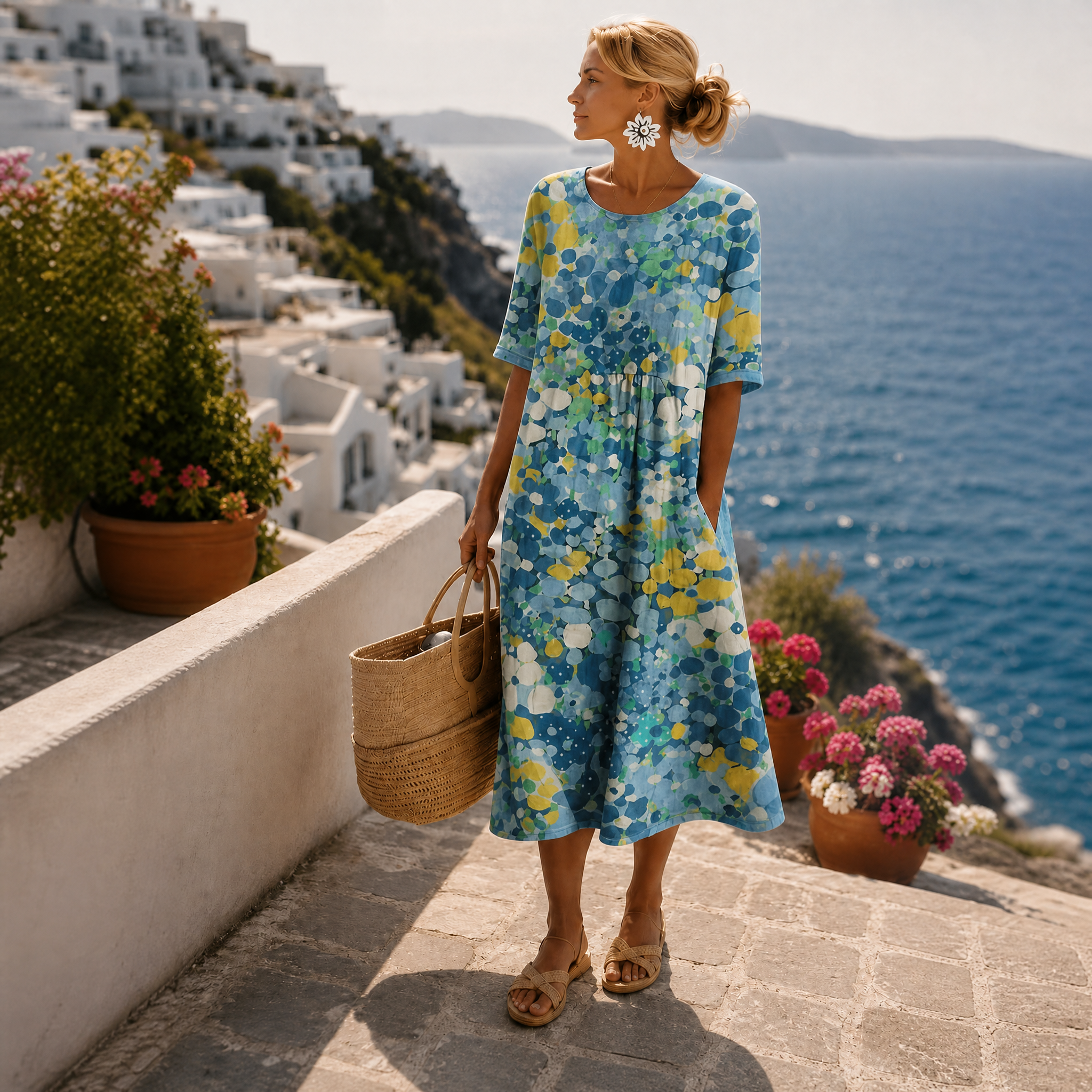 FLORAL MIDI DRESS FOR WOMEN