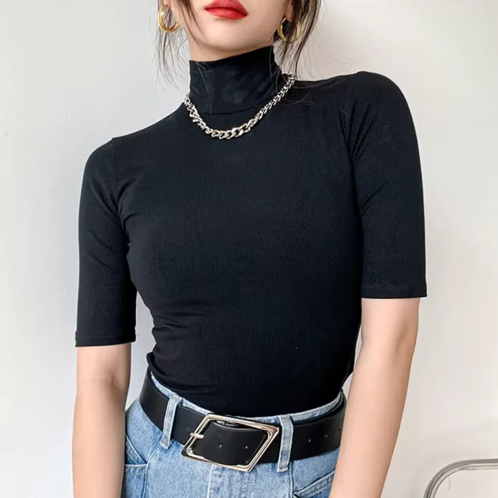 SLIM FIT TURTLENECK TOP FOR WOMEN