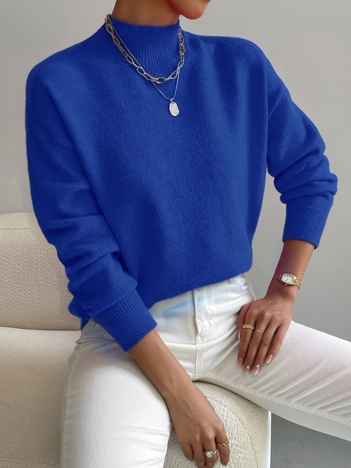 STRAIGHT HIGH-NECK SWEATER FOR WOMEN