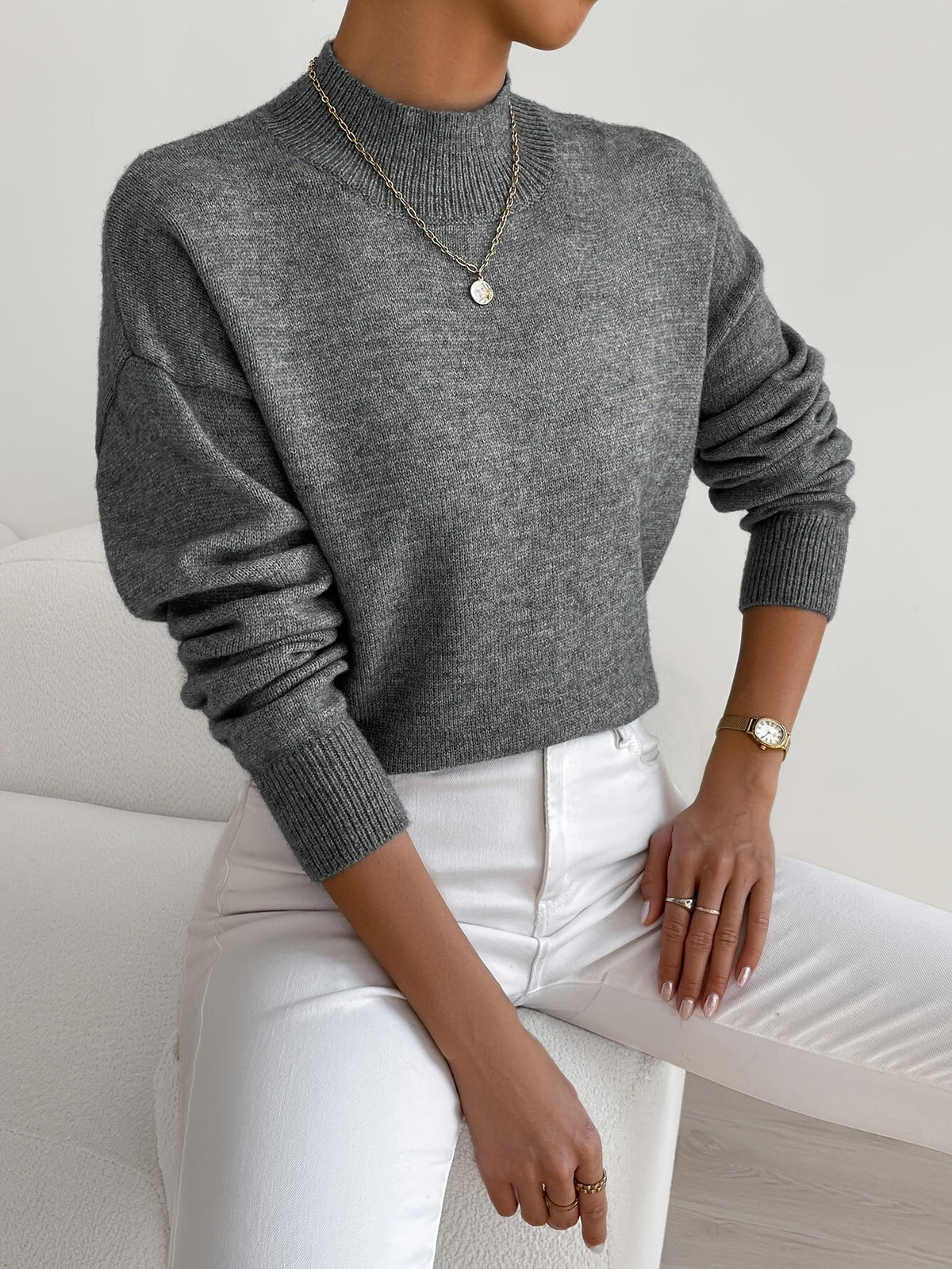 STRAIGHT HIGH-NECK SWEATER FOR WOMEN
