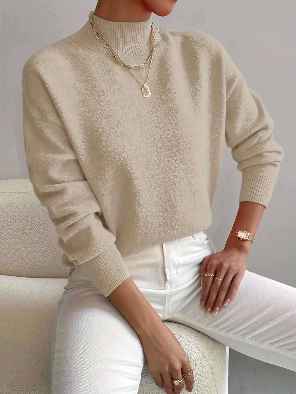 STRAIGHT HIGH-NECK SWEATER FOR WOMEN
