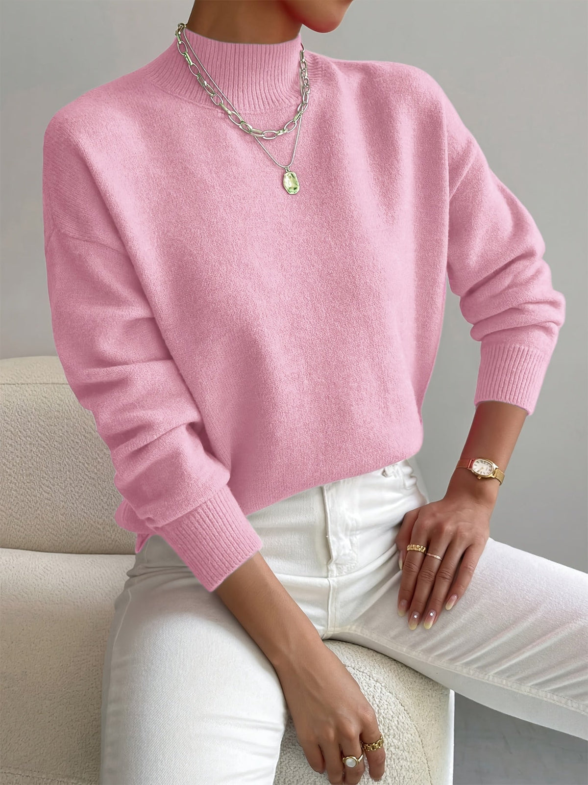 STRAIGHT HIGH-NECK SWEATER FOR WOMEN