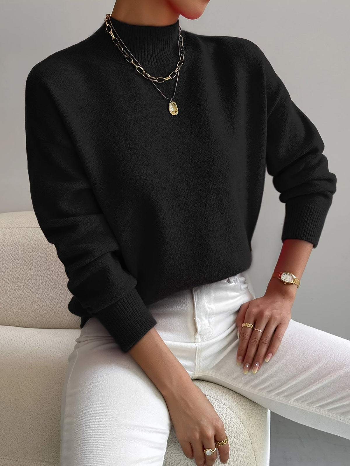 STRAIGHT HIGH-NECK SWEATER FOR WOMEN