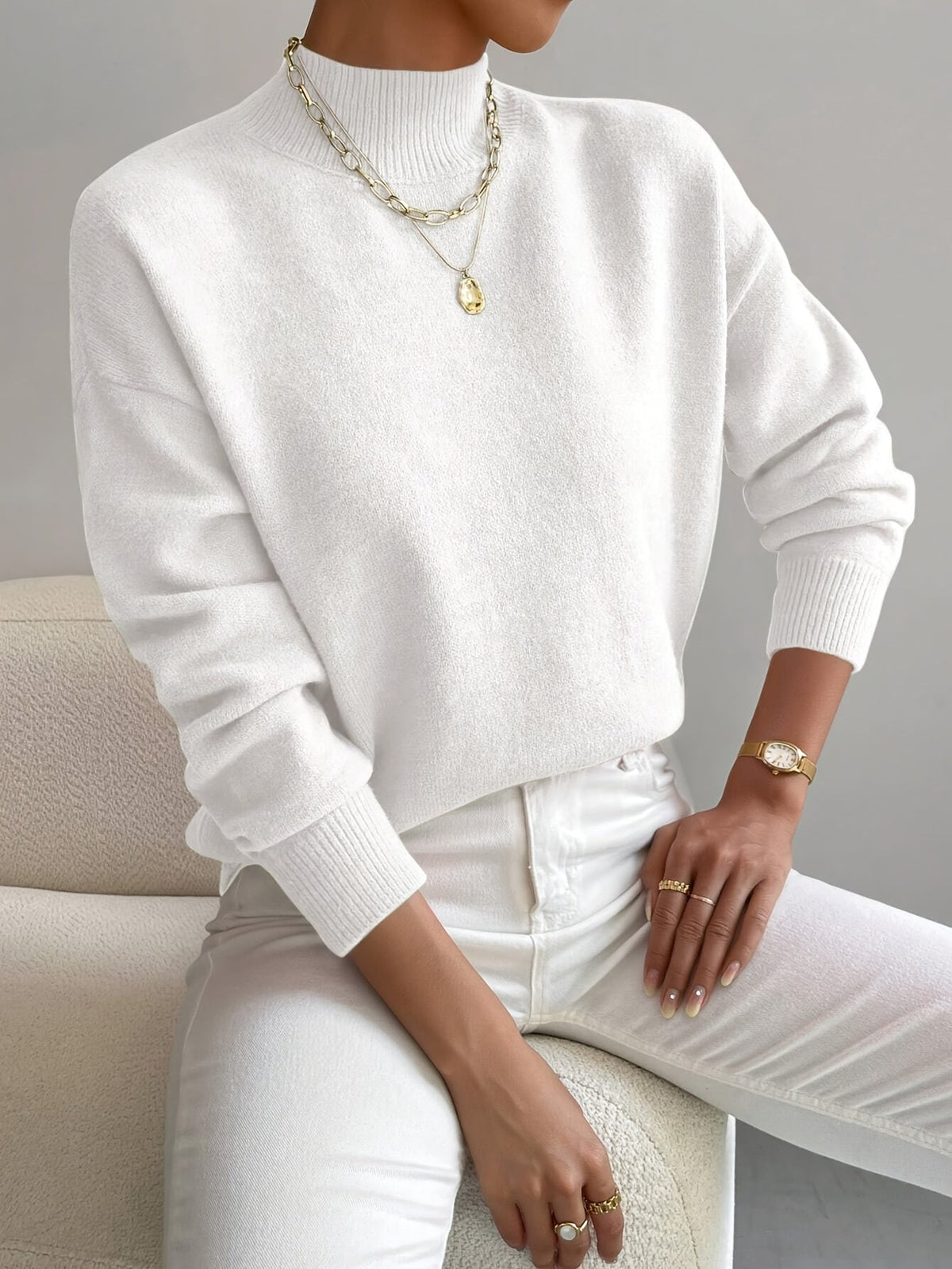 STRAIGHT HIGH-NECK SWEATER FOR WOMEN