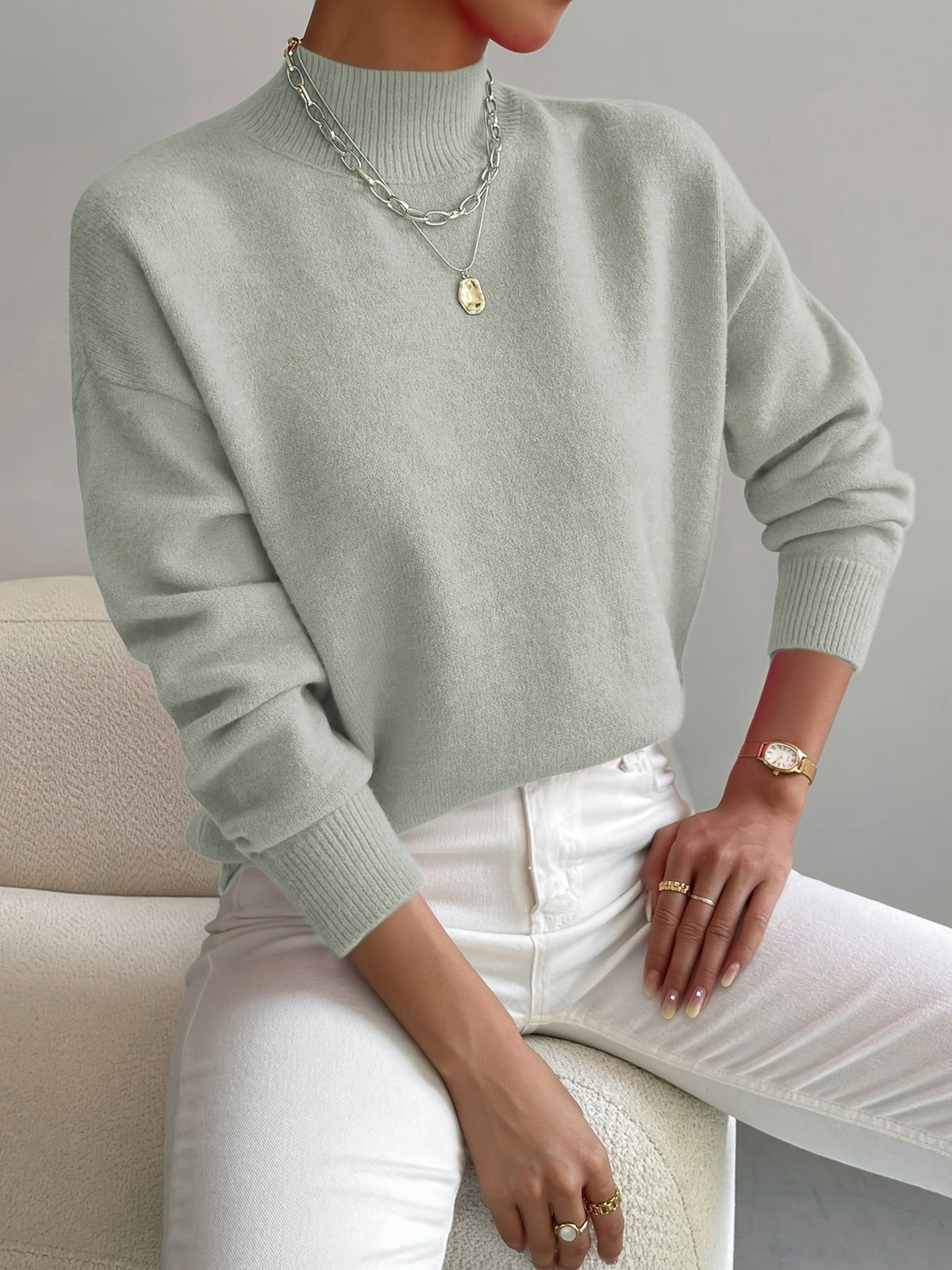 STRAIGHT HIGH-NECK SWEATER FOR WOMEN
