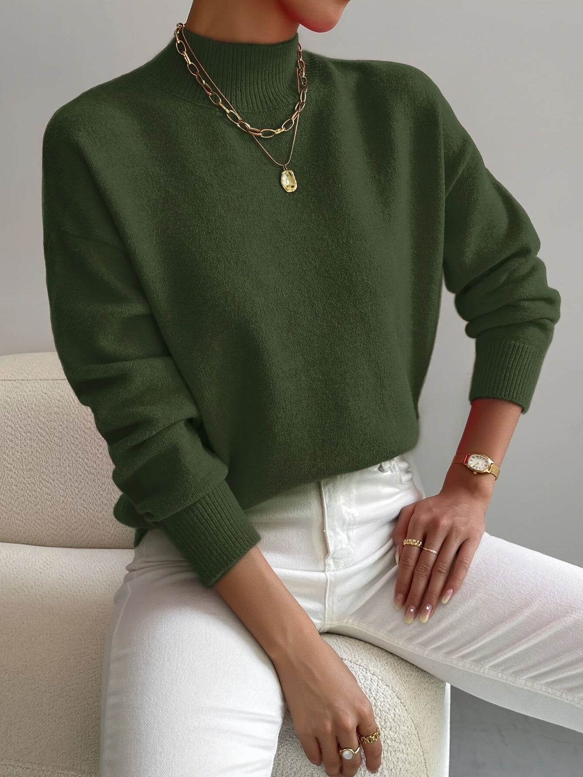 STRAIGHT HIGH-NECK SWEATER FOR WOMEN