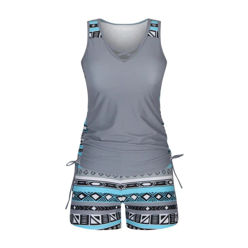 BOHO PRINT TANKINI SET FOR WOMEN