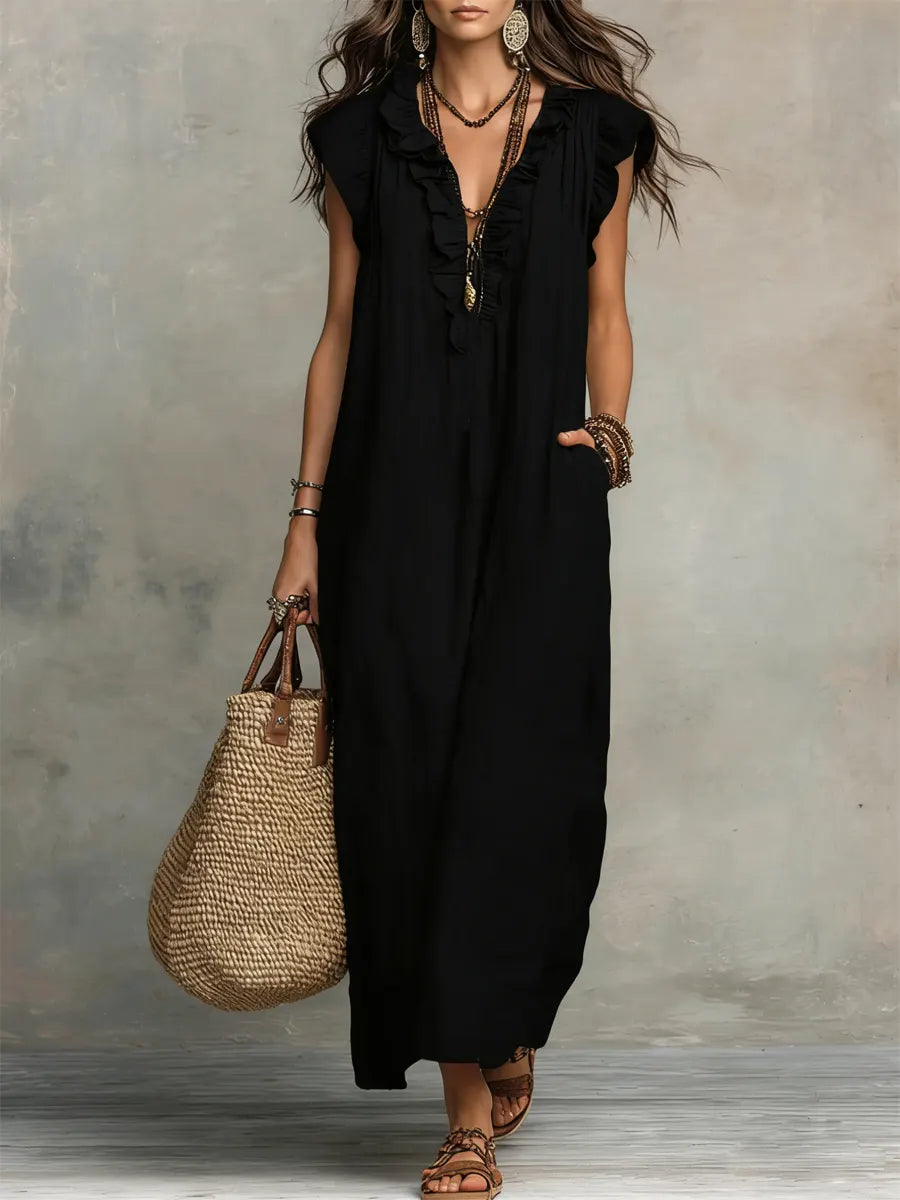 FLOWING LINEN DRESS FOR WOMEN