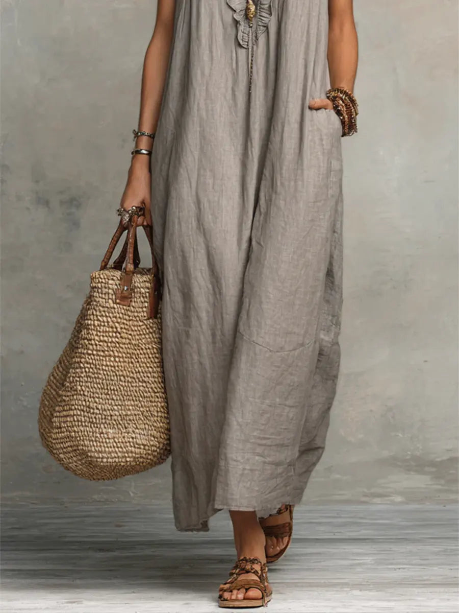 FLOWING LINEN DRESS FOR WOMEN