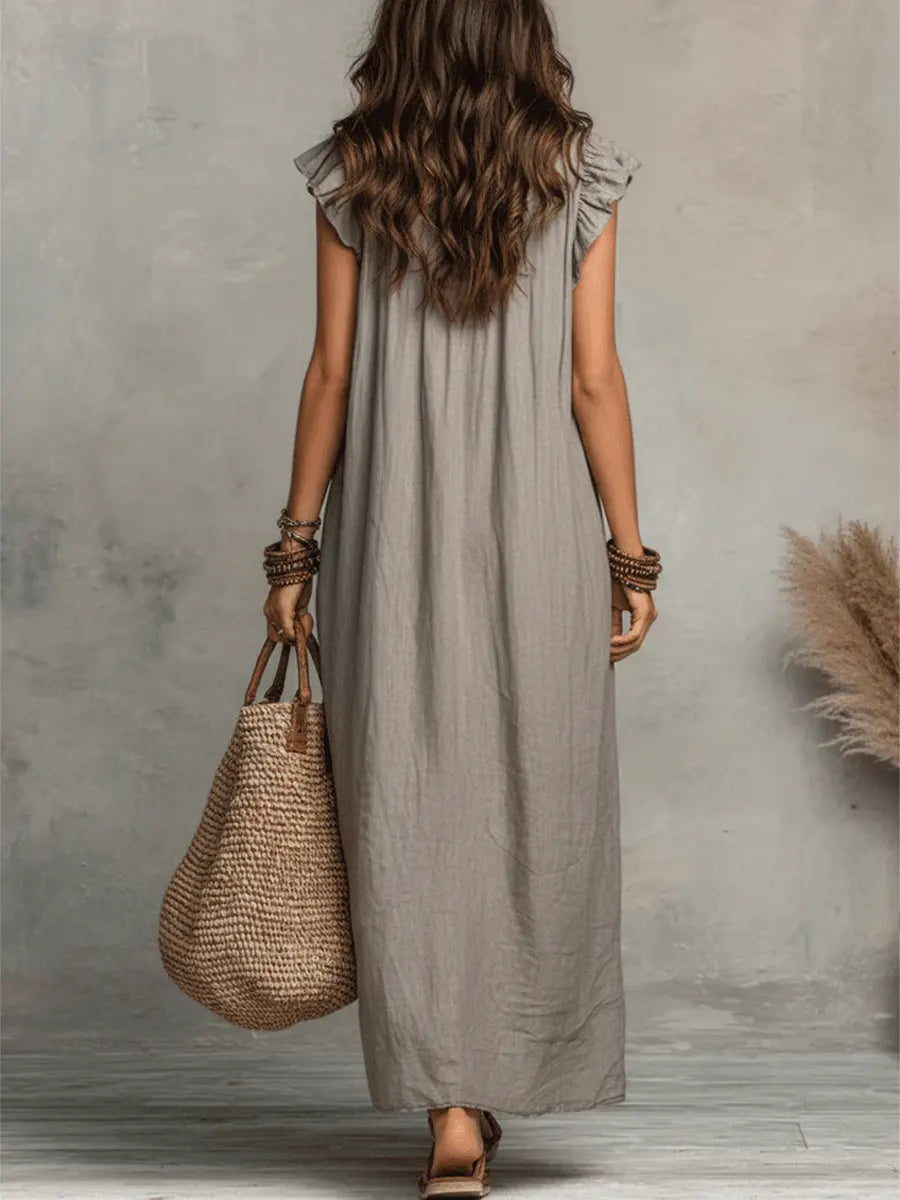 FLOWING LINEN DRESS FOR WOMEN