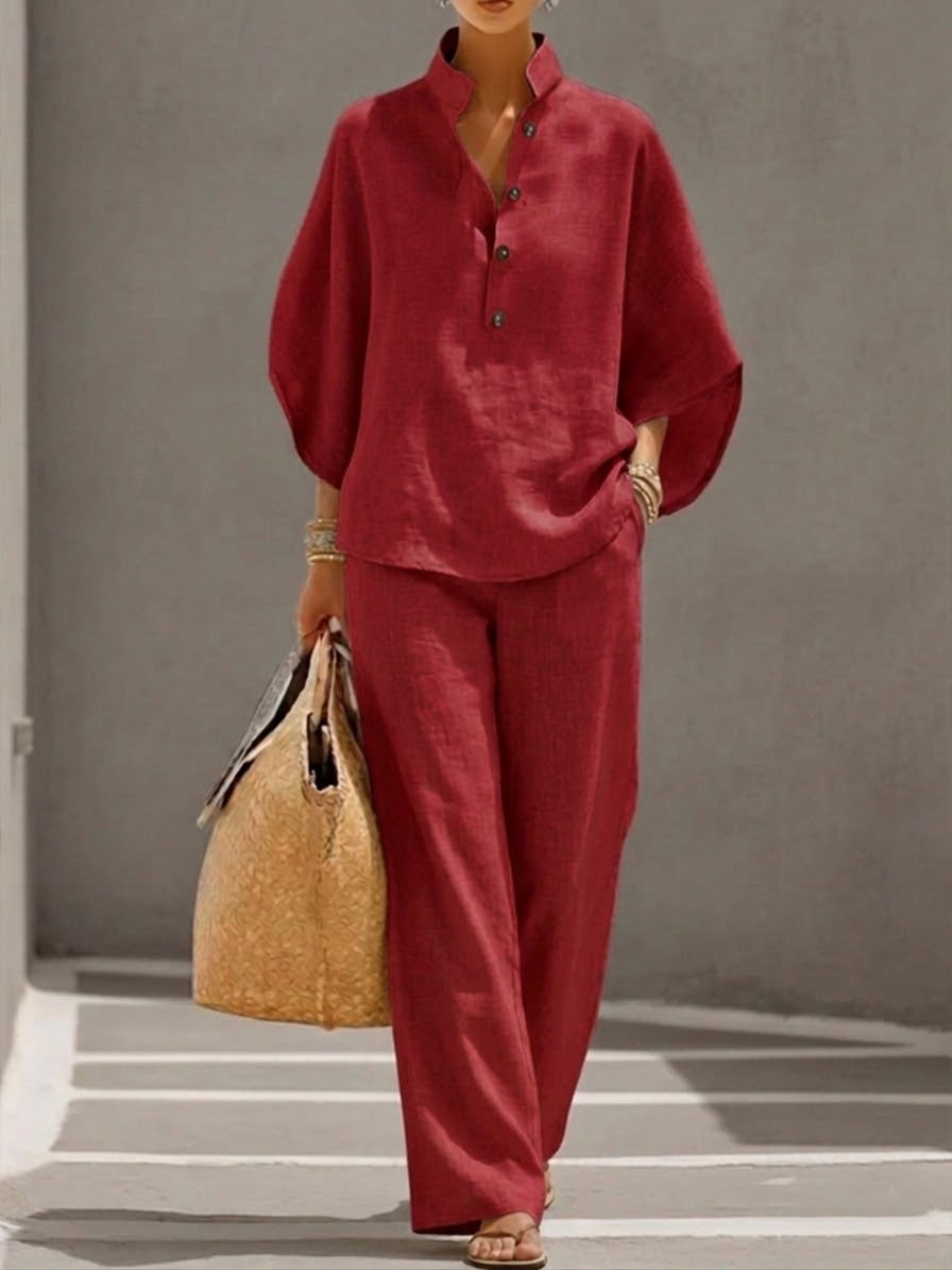 LINEN COTTON BATWING SET FOR WOMEN