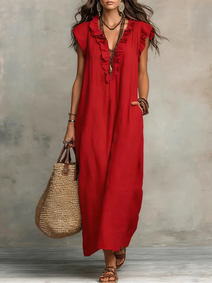 FLOWING LINEN DRESS FOR WOMEN