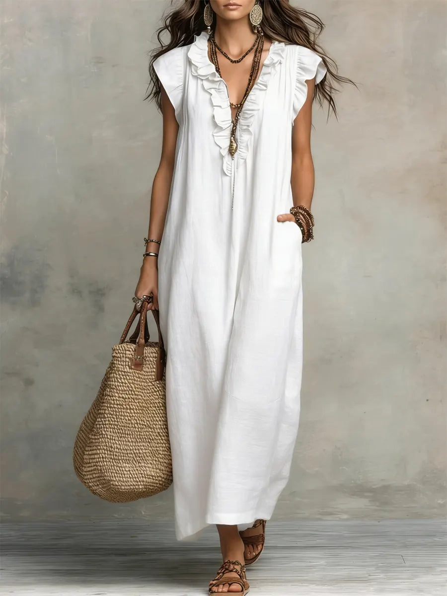 FLOWING LINEN DRESS FOR WOMEN