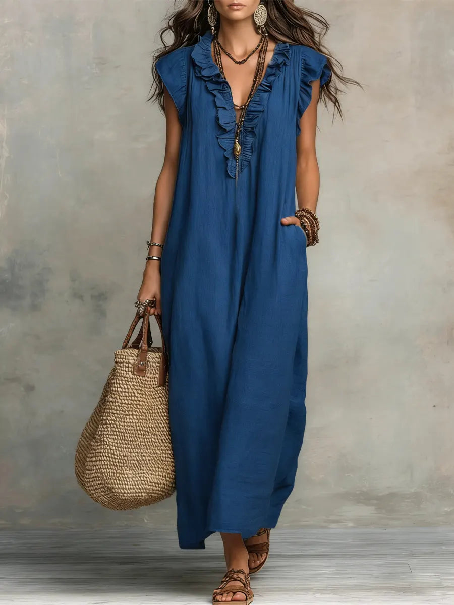 FLOWING LINEN DRESS FOR WOMEN