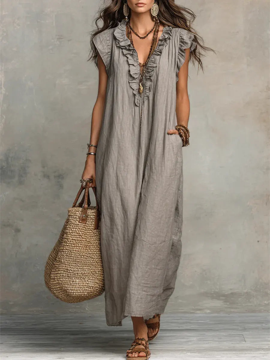 FLOWING LINEN DRESS FOR WOMEN